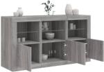 vidaXL szürke sonoma tálalószekrény LED-világítással 123 x 37 x 67 cm (3209063)