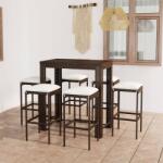 vidaXL 7 részes barna polyrattan kerti bárszett párnákkal (3064783)