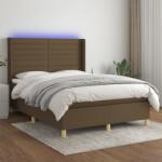 vidaXL barna szövet rugós és LED-es ágy matraccal 140x200 cm (3138960)