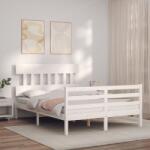 vidaXL fehér tömör fa ágykeret fejtámlával 140 x 190 cm (3195137)