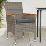 vidaXL 2 db szürke polyrattan kerti szék párnával (368120)