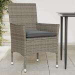 vidaXL 2 db szürke polyrattan kerti szék párnával (368111)