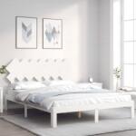 vidaXL fehér tömör fa ágykeret fejtámlával King Size (3193732) - vidaxl