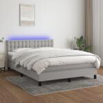 vidaXL világosszürke szövet rugós és LED-es ágy matraccal 140x200 cm (3133477)