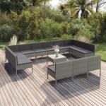 vidaXL 14 részes szürke polyrattan kerti ülőgarnitúra párnákkal (3094618)