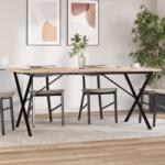 vidaXL tömör fenyőfa és acél étkezőasztal X-vázzal 180x90x75, 5 cm (3282766)