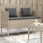 vidaXL világosszürke polyrattan kerti pad párnákkal (365776) - vidaxl