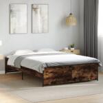vidaXL füstös tölgy színű szerelt fa és fém ágykeret 120 x 200 cm (3279894)