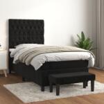 vidaXL fekete bársony rugós ágy matraccal 80 x 200 cm (3137991)