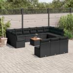 vidaXL 14 részes fekete polyrattan kerti ülőgarnitúra párnákkal (3223899)