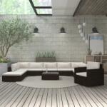 vidaXL 11 részes barna polyrattan kerti bútorszett párnákkal (46789)