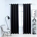 vidaXL 2 db fekete sötétítőfüggöny fémgyűrűkkel 140 x 175 cm (134410)