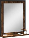 vidaXL füstölt tölgy szerelt fa fürdőszobai tükör polccal 50x12x60 cm (842418)