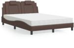 vidaXL barna műbőr ágy matraccal 140 x 200 cm (3208798) - vidaxl