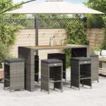 vidaXL 6 db szürke polyrattan kerti bárszék párnával (368693)