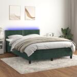 vidaXL sötétzöld bársony rugós és LED-es ágy matraccal 140x190 cm (3134342)