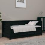 vidaXL fekete tömör fenyőfa kanapéágy 90 x 190 cm (820915)