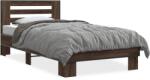 vidaXL barna tölgyszínű szerelt fa és fém ágykeret 90 x 200 cm (845656)
