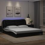 vidaXL fekete és fehér műbőr ágykeret LED-világítással 180 x 200 cm (3213953)