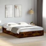 vidaXL füstös tölgy színű szerelt fa és fém ágykeret 135 x 190 cm (3279859)