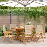 vidaXL 6 db bézs polyrattan és tömör fa kerti szék (3214527)