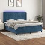 vidaXL sötétkék bársony rugós és LED-es ágy matraccal 160x200 cm (3139635)