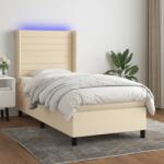 vidaXL krémszínű szövet rugós és LED-es ágy matraccal 90x200 cm (3138370)