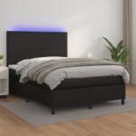 vidaXL fekete műbőr rugós ágy matraccal és LED-del 140 x 190 cm (3135819)