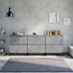 vidaXL 3 db betonszürke szerelt fa tálalószekrény 60 x 35 x 70 cm (3185779)
