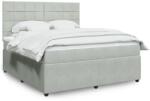 vidaXL világosszürke bársony rugós ágy matraccal 180x200 cm (3292406)