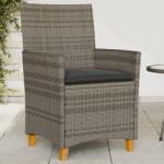 vidaXL 2 db szürke polyrattan és tömör fa kerti szék párnával (368718)