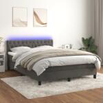 vidaXL sötétszürke bársony rugós és LED-es ágy matraccal 140x200 cm (3134586)
