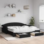 vidaXL fekete kihúzható szövet heverő fiókokkal 100 x 200 cm (3197591)