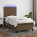 vidaXL barna szövet rugós és LED-es ágy matraccal 100x200 cm (3134696)