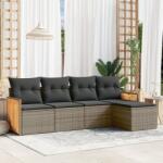 vidaXL 5 részes szürke polyrattan kerti ülőgarnitúra párnákkal (3227600)