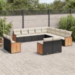 vidaXL 13 részes fekete polyrattan kerti ülőgarnitúra párnákkal (3260607)