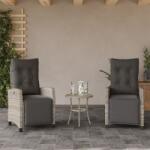vidaXL 2 db világosszürke polyrattan dönthető kerti szék lábtartóval (365246)