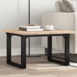 vidaXL tömör fenyőfa és acél O-vázú dohányzóasztal 70x70x40, 5 cm (3282727)