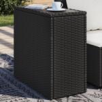 vidaXL fekete polyrattan üveglapos kerti kisasztal 58 x 27, 5 x 55 cm (365982)