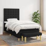 vidaXL fekete szövet rugós ágy matraccal 90x190 cm (3137439)