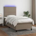 vidaXL tópszínű szövet rugós és LED-es ágy matraccal 90x190 cm (3134761)