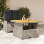 vidaXL 2 részes szürke polyrattan kerti étkezőgarnitúra párnákkal (3277463)