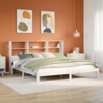 vidaXL fehér tömör fenyőfa könyvespolcos ágy matrac nélkül 180x200 cm (3322569)