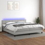 vidaXL világosszürke szövet rugós és LED-es ágy matraccal 200x200 cm (3133181)