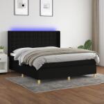 vidaXL fekete szövet rugós és LED-es ágy matraccal 180 x 200 cm (3139215)