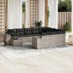 vidaXL 11 részes világosszürke polyrattan kerti ülőgarnitúra párnákkal (3255469)