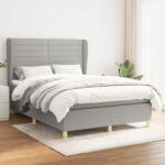 vidaXL világosszürke szövet rugós ágy matraccal 140 x 190 cm (3128597)