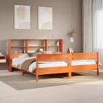vidaXL barna tömör fenyőfa könyvespolcos ágy matrac nélkül 180 x 200cm (3322980)