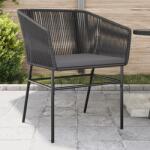 vidaXL 2 db fekete polyrattan kerti szék párnával (369102)