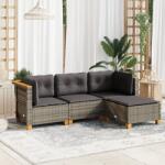 vidaXL 4 részes szürke polyrattan kerti ülőgarnitúra párnákkal (3261780)